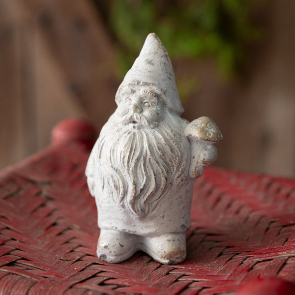 Santa Gnome with Mushroom Figurine