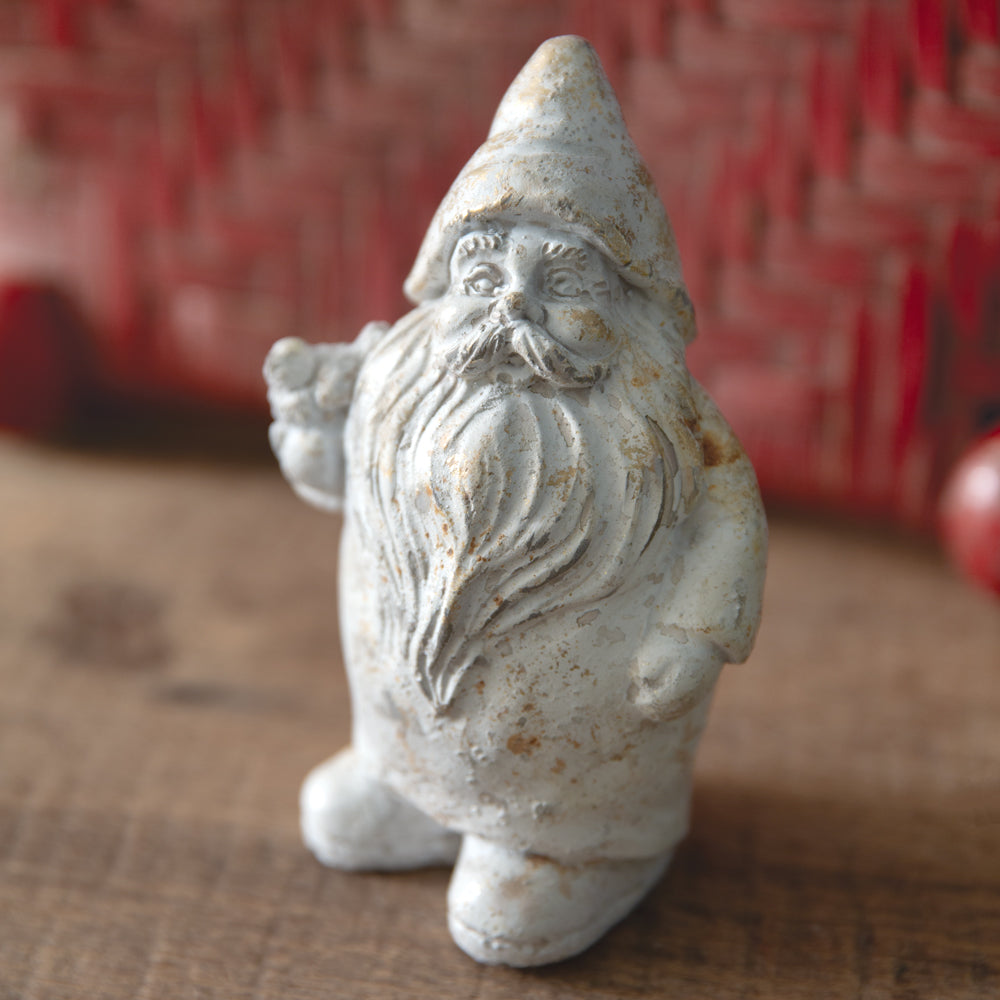 Santa Gnome with Bird Figurine