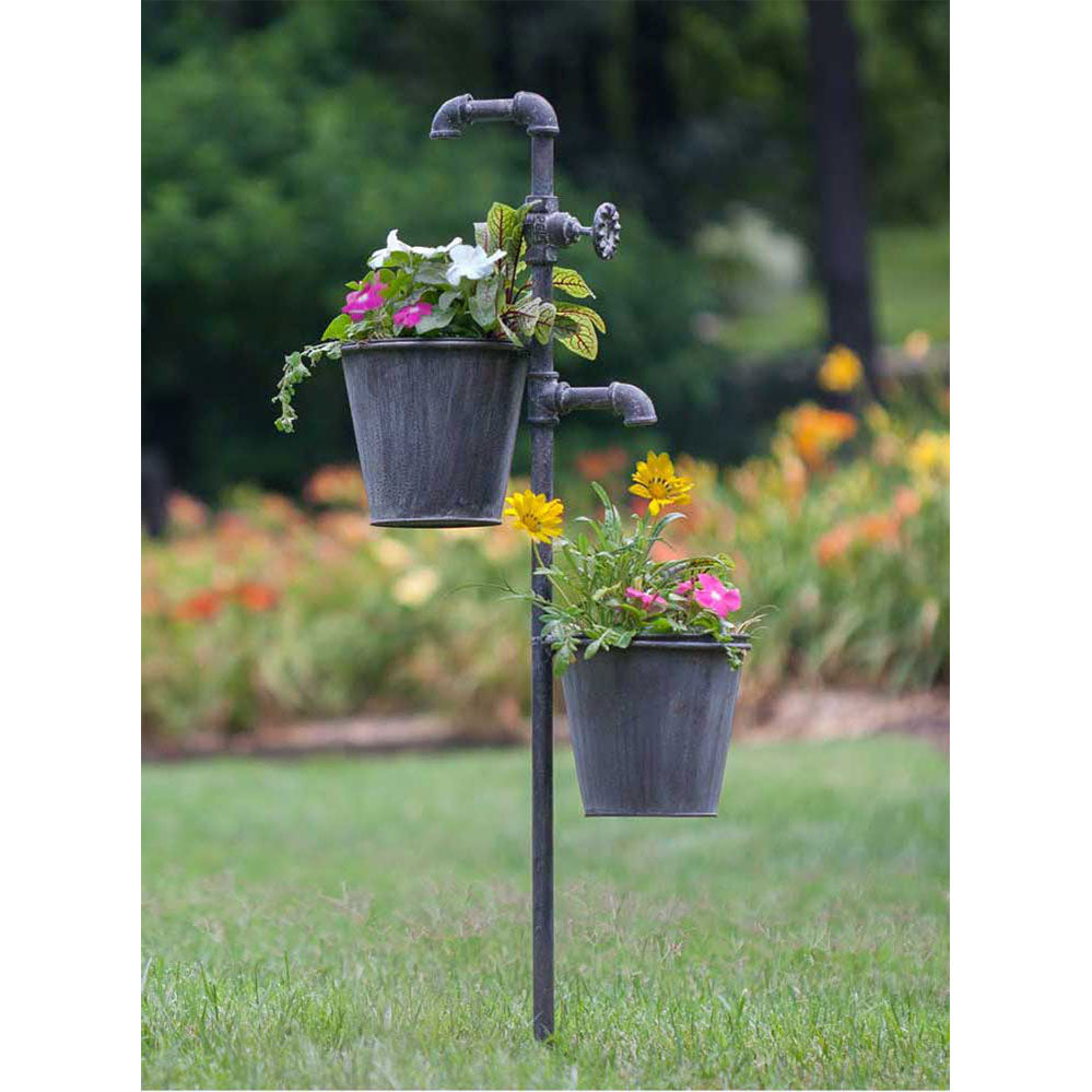 Faucet Garden Stake with 2 Planters