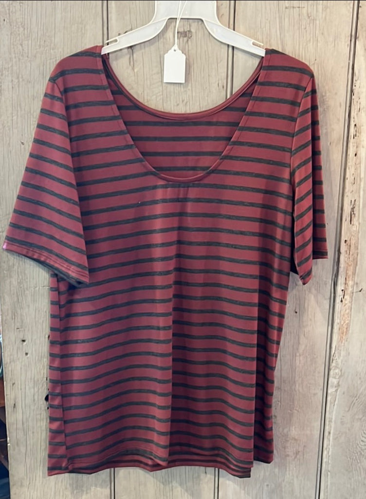 Maroon Striped Top